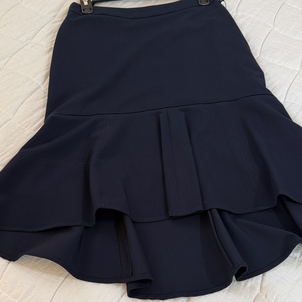 Tommy Hilfiger Navy Lined Ruffle High-Low Skirt Suit Separates Size 2